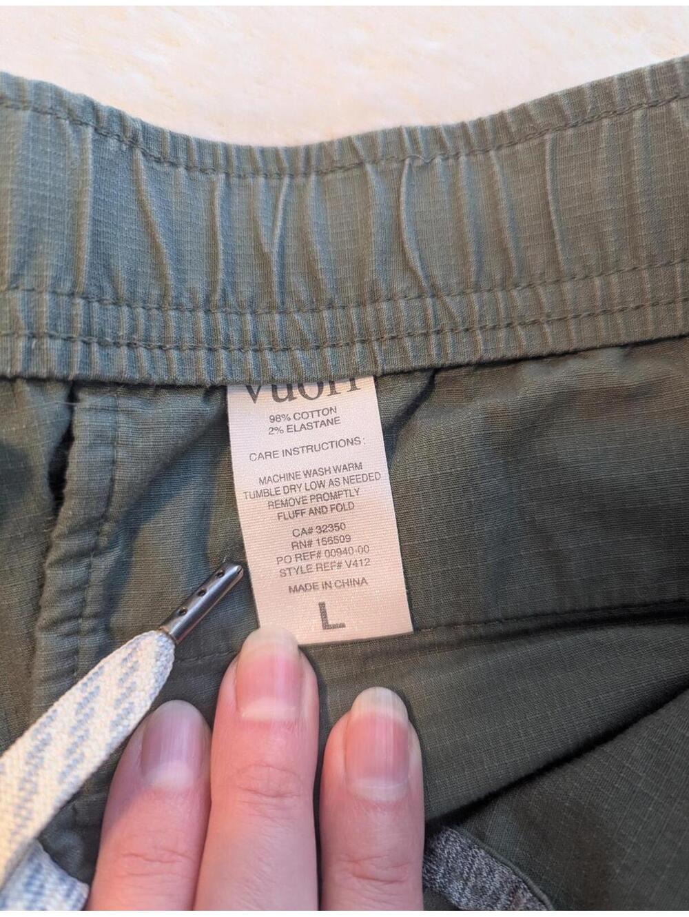 Vuori Drawstring Ripstop Pants Army Green - Picture 7 of 8